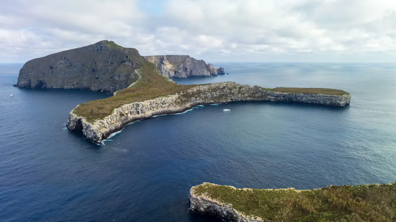 Aerial view of Wolf Island in the Galápagos